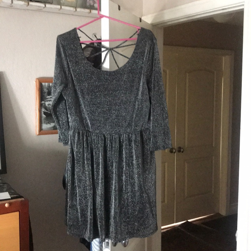 Short, long sleeved, sparkly skater dress